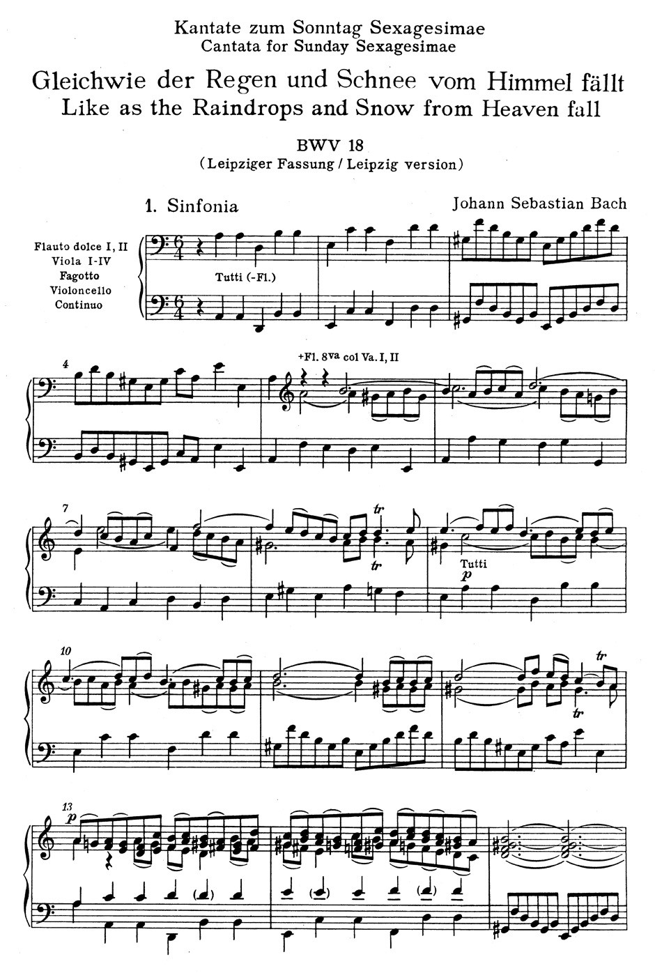 Other Cover Image Gleichwie der Regen und Schnee vom Himmel fällt BWV 18