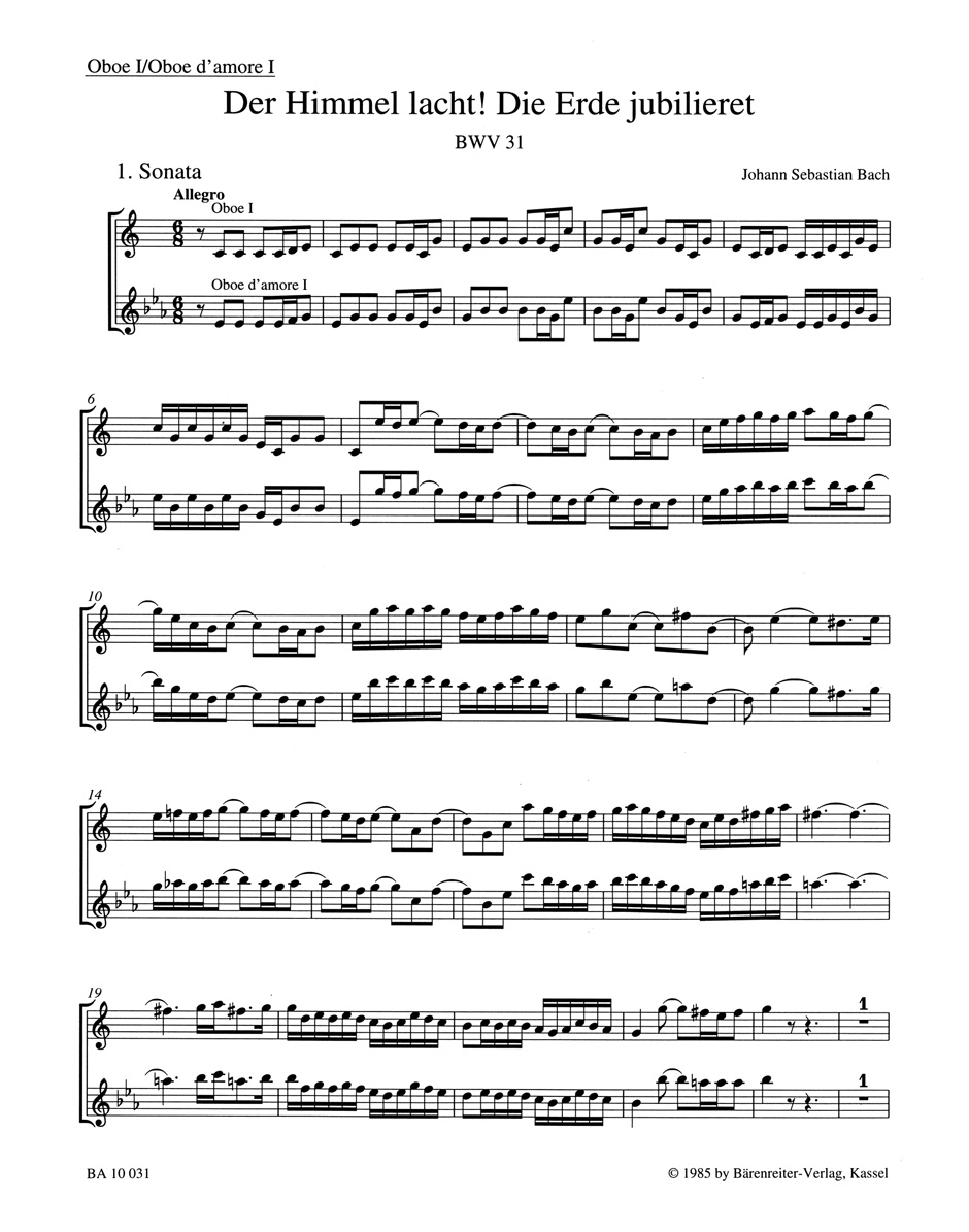 Front Cover Image Der Himmel lacht! Die Erde jubilieret BWV 31