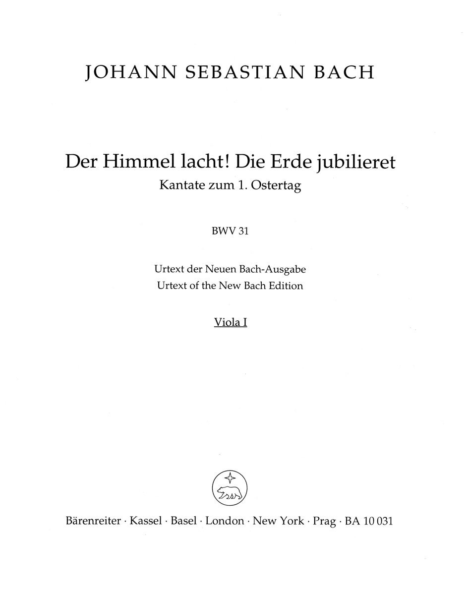 Front Cover Image Der Himmel lacht! Die Erde jubilieret BWV 31