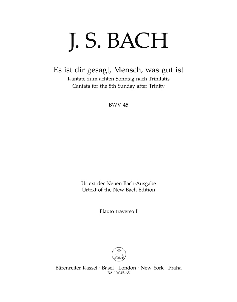 Front Cover Image Es ist dir gesagt, Mensch, was gut ist BWV 45