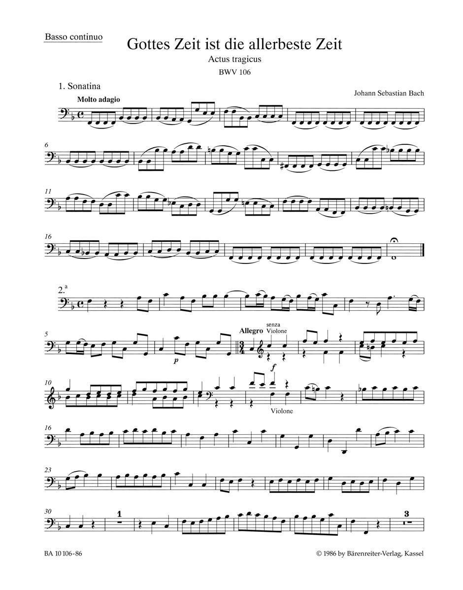 Front Cover Image Gottes Zeit ist die allerbeste Zeit (Mighty God, His time is ever best) BWV 106 "Actus tragicus"
