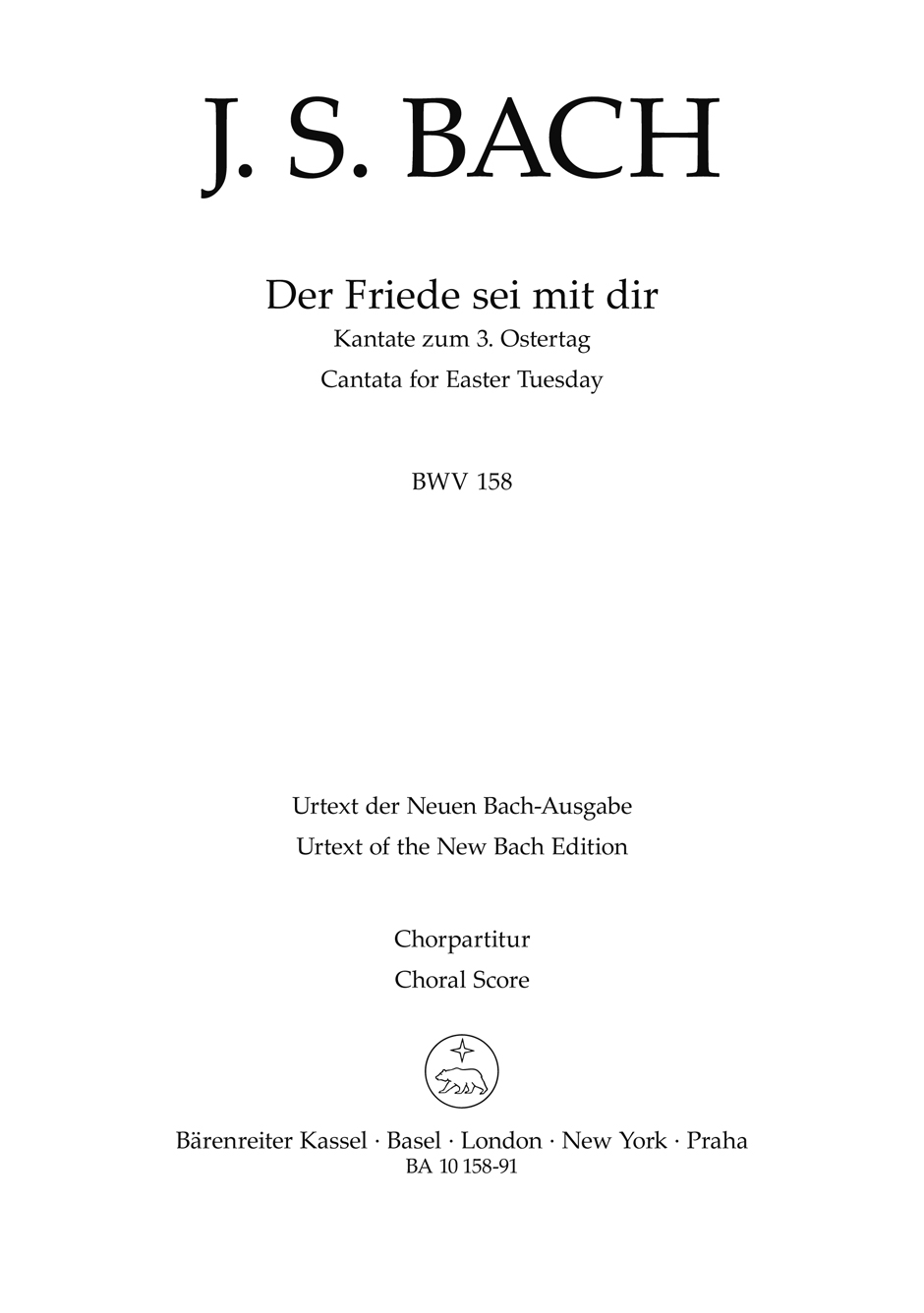 Front Cover Image Der Friede sei mit dir BWV 158