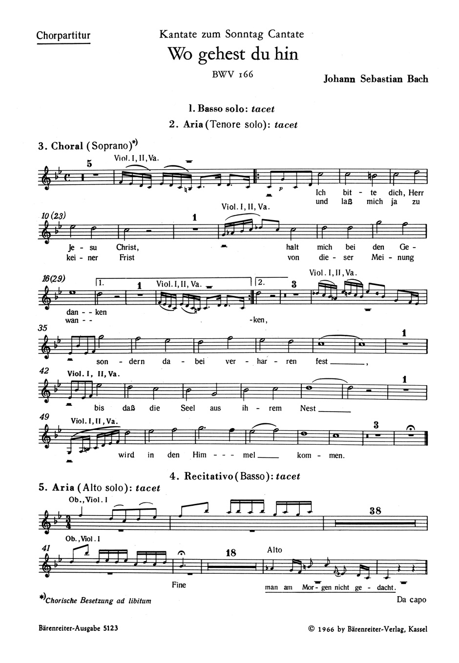 Front Cover Image Wo gehest du hin? BWV 166