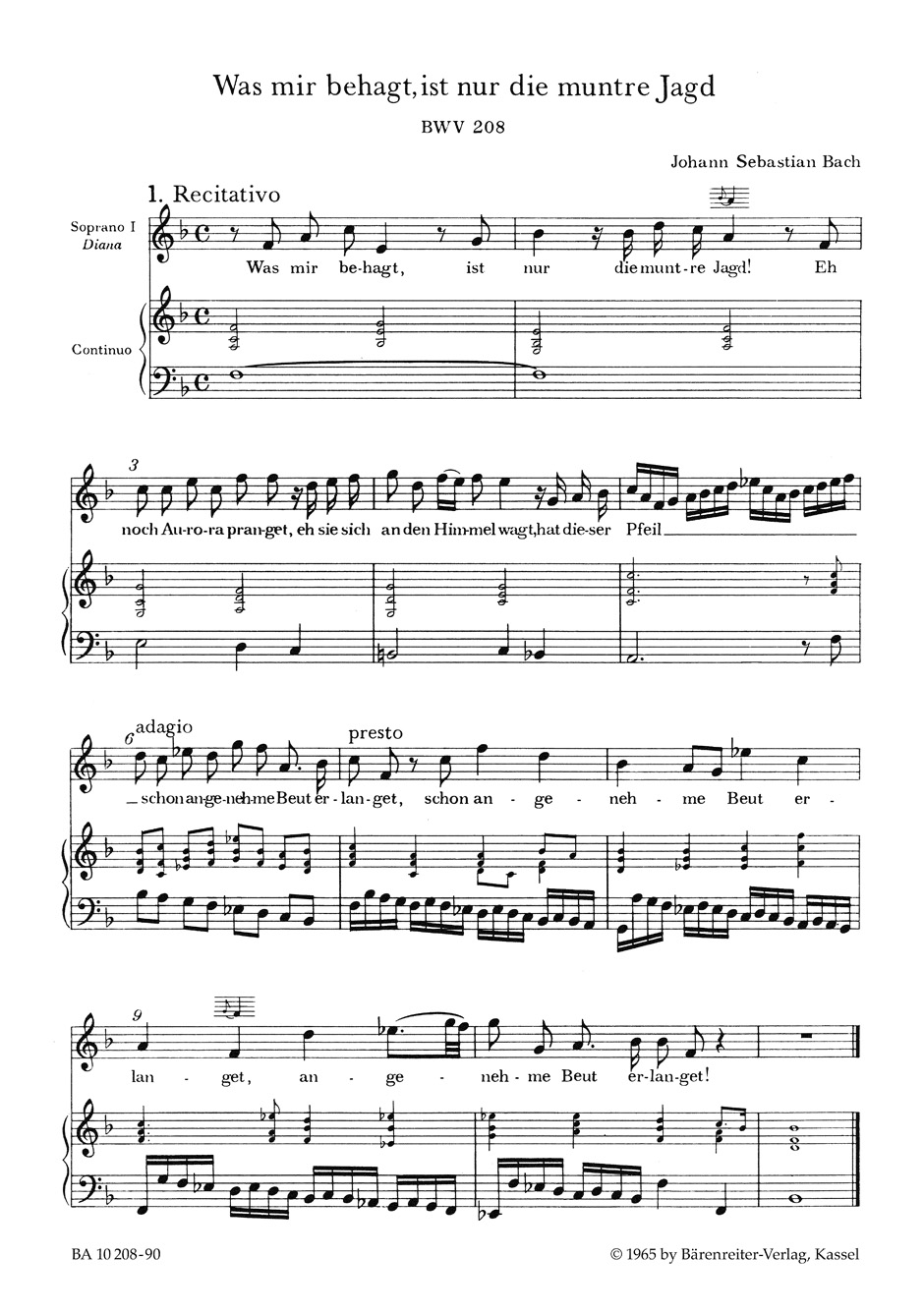 Other Cover Image Was mir behagt, ist nur die muntre Jagd BWV 208