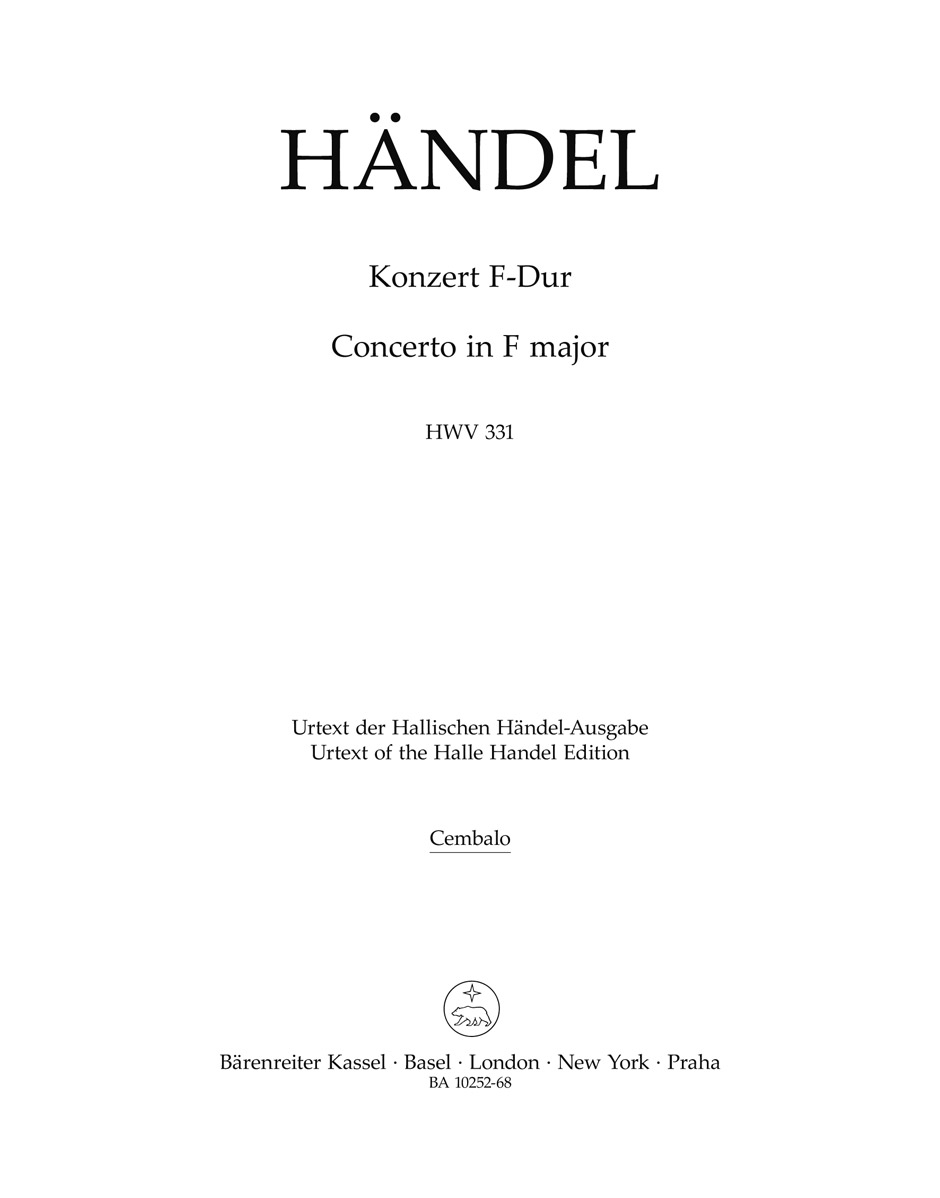 Front Cover Image Konzert F-Dur HWV 331