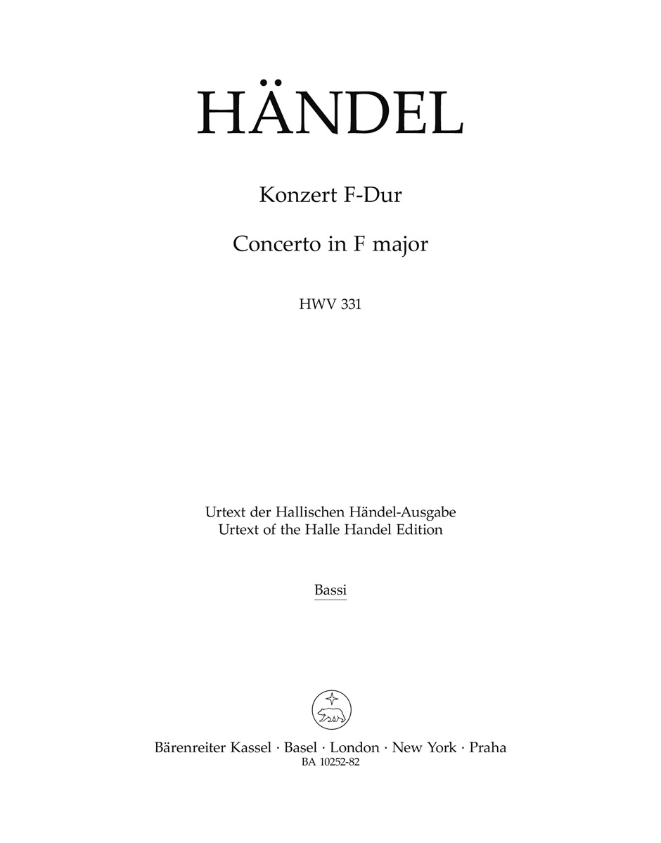 Front Cover Image Konzert F-Dur HWV 331