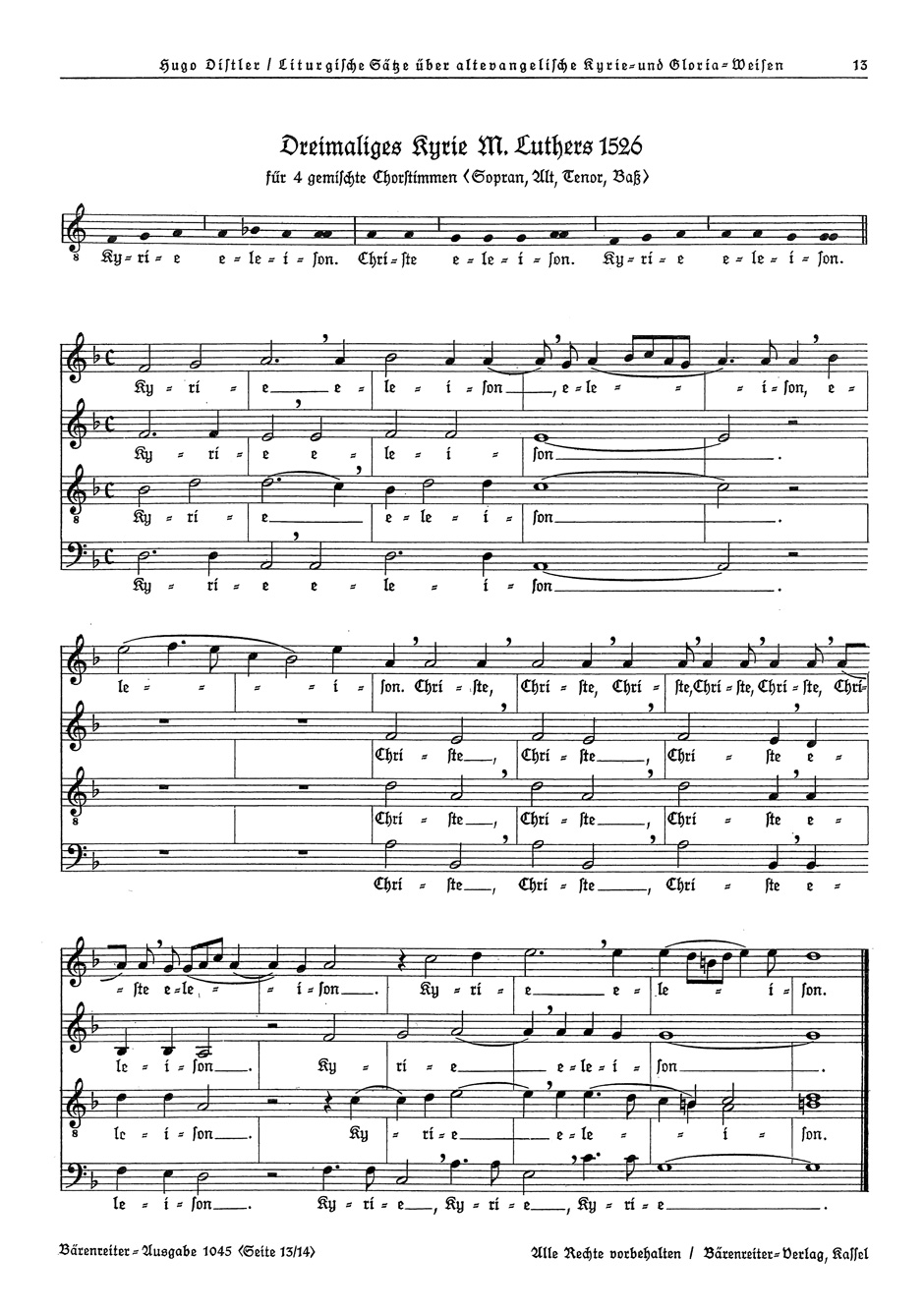 Front Cover Image Dreimaliges Kyrie Martin Luthers 1526 (SATB) / Dreimaliges Kyrie Nürnberg 1525 (SATB)