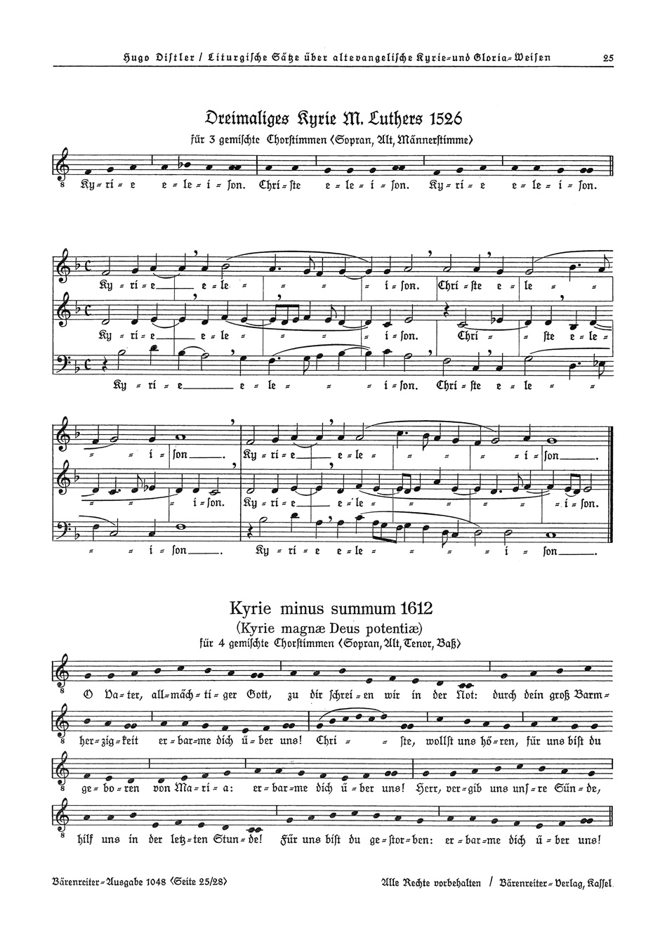 Front Cover Image Dreimaliges Kyrie Martin Luthers 1526 (SAB) / Kyrie minus summum 1612 (SATB)