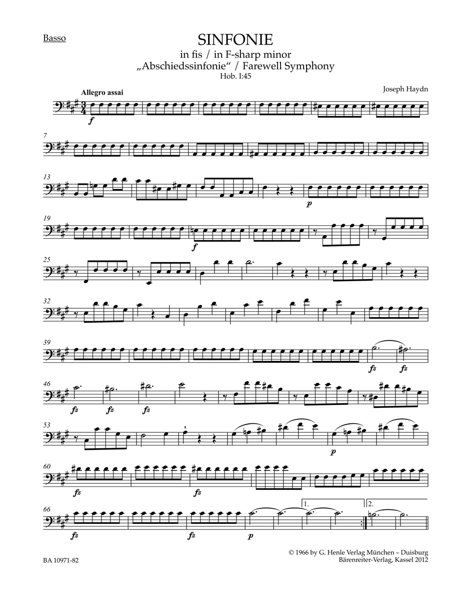 Front Cover Image Sinfonie fis-Moll Hob. I:45 "Abschiedssinfonie"