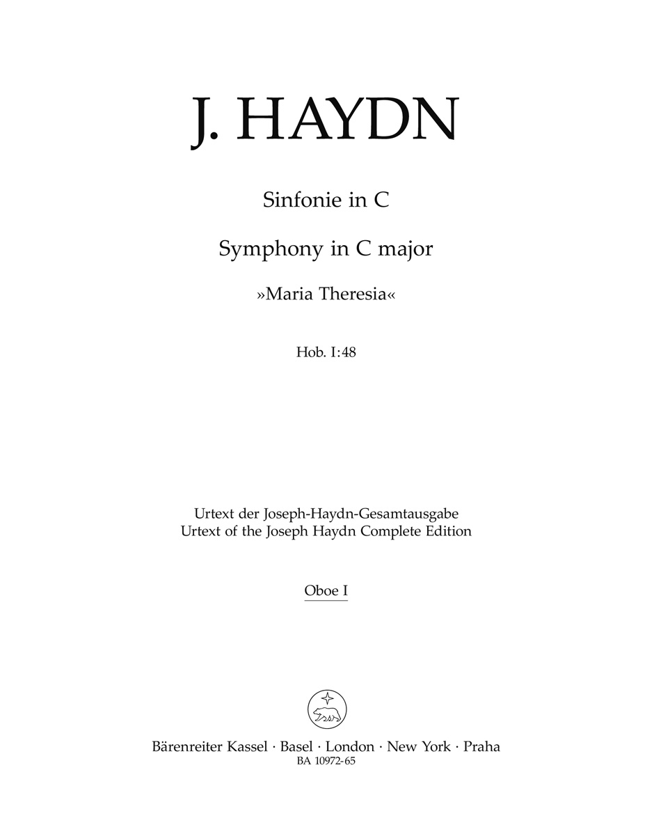 Front Cover Image Sinfonie C-Dur Hob. I:48 "Maria Theresia"