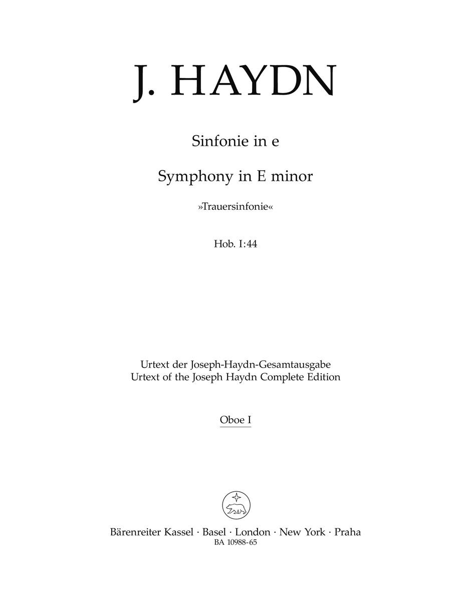 Front Cover Image Sinfonie e-Moll Hob. I:44 "Trauersinfonie"