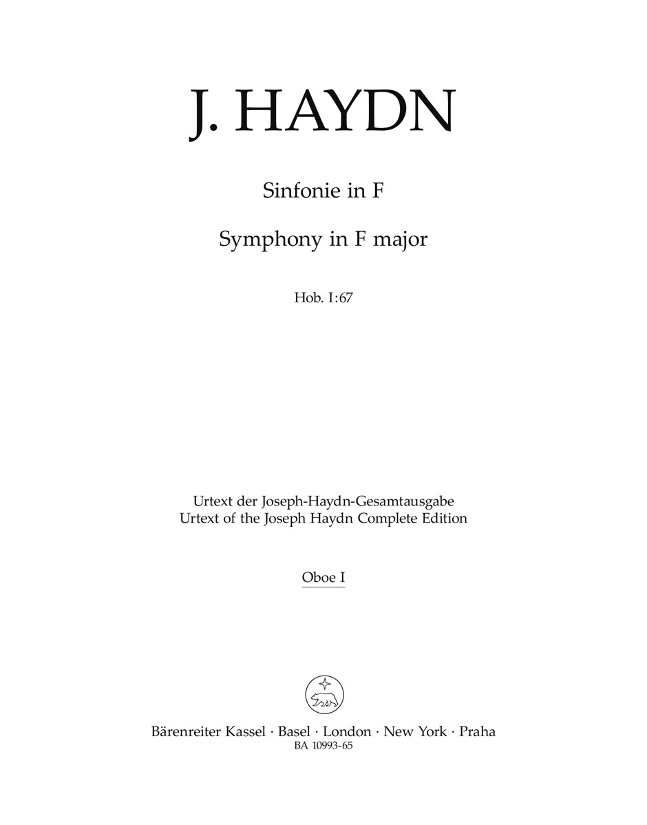 Front Cover Image Sinfonie F-Dur Hob. I:67