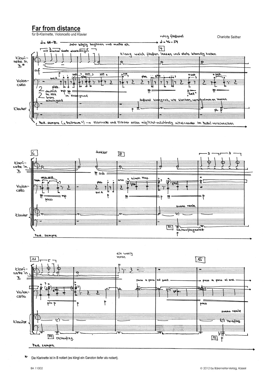 Other Cover Image Far from distance für Klarinette, Violoncello und Klavier (2008)