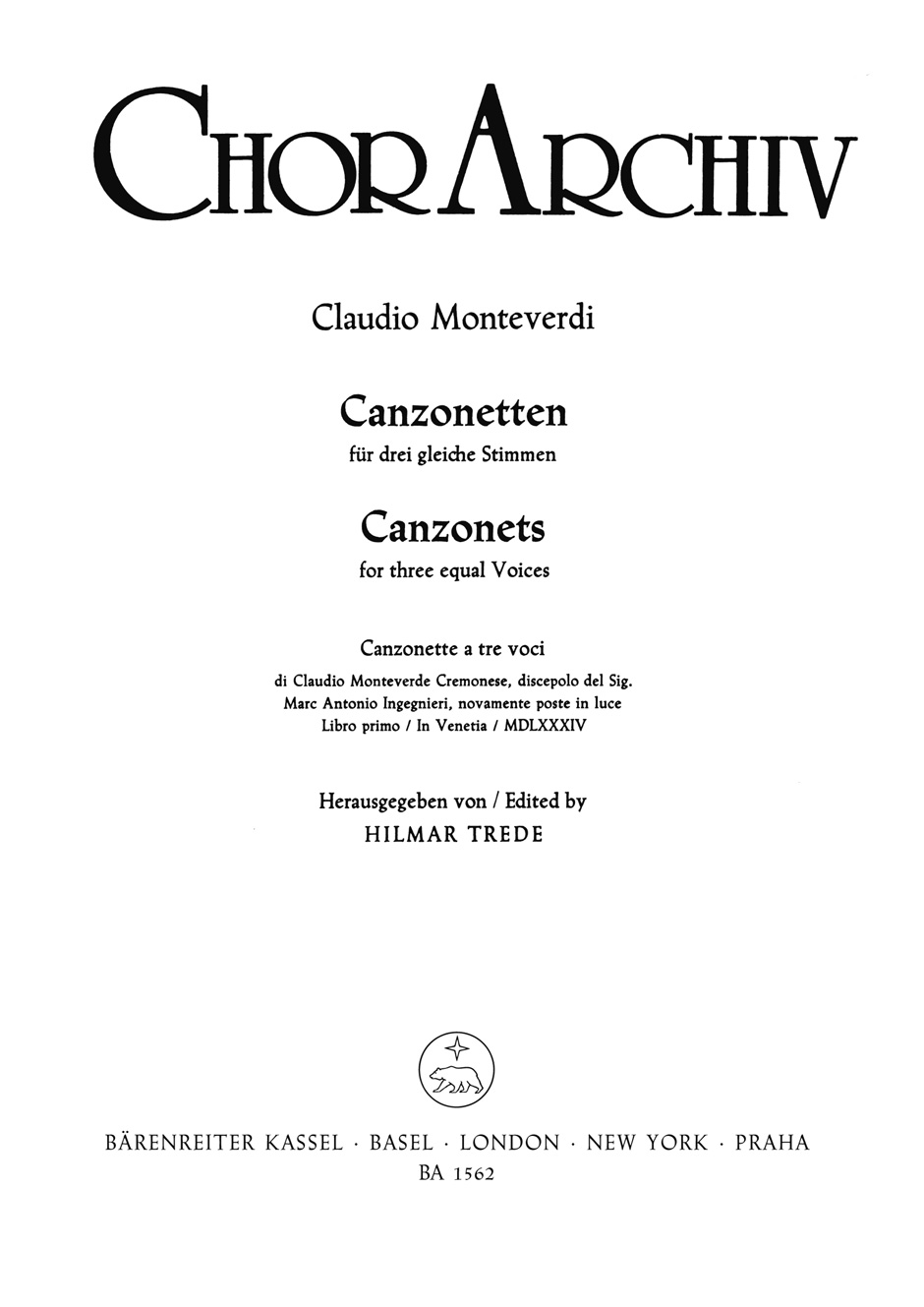 Front Cover Image Canzonetten