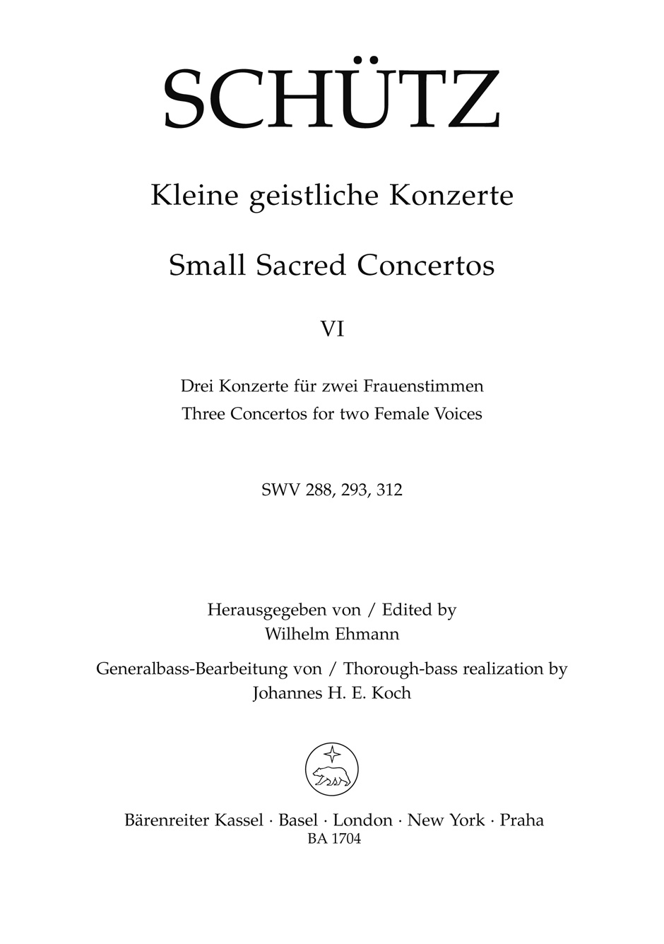 Front Cover Image Kleine geistliche Konzerte, Heft 6