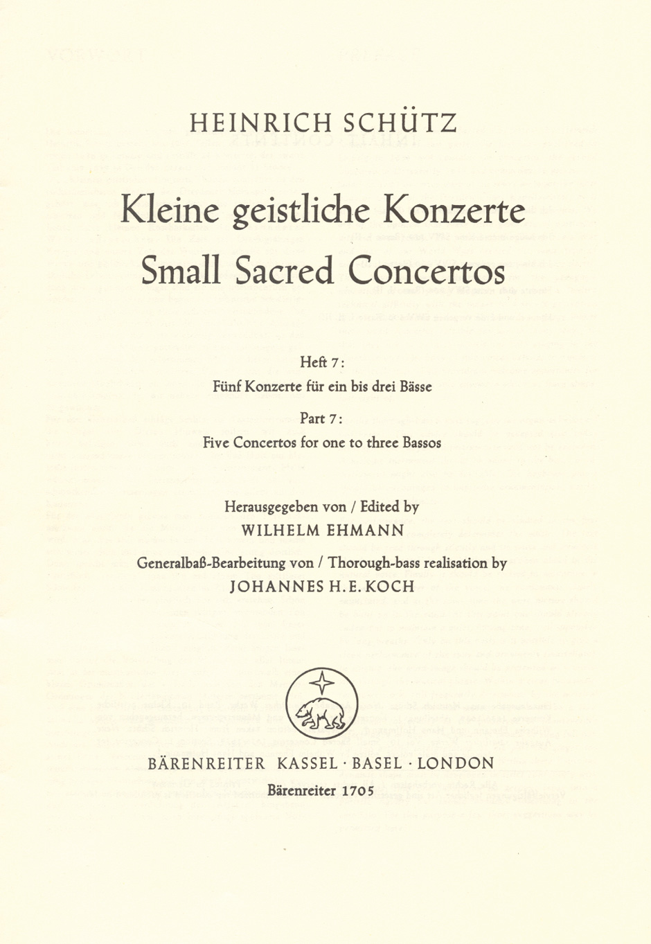 Front Cover Image Kleine geistliche Konzerte, Heft 7