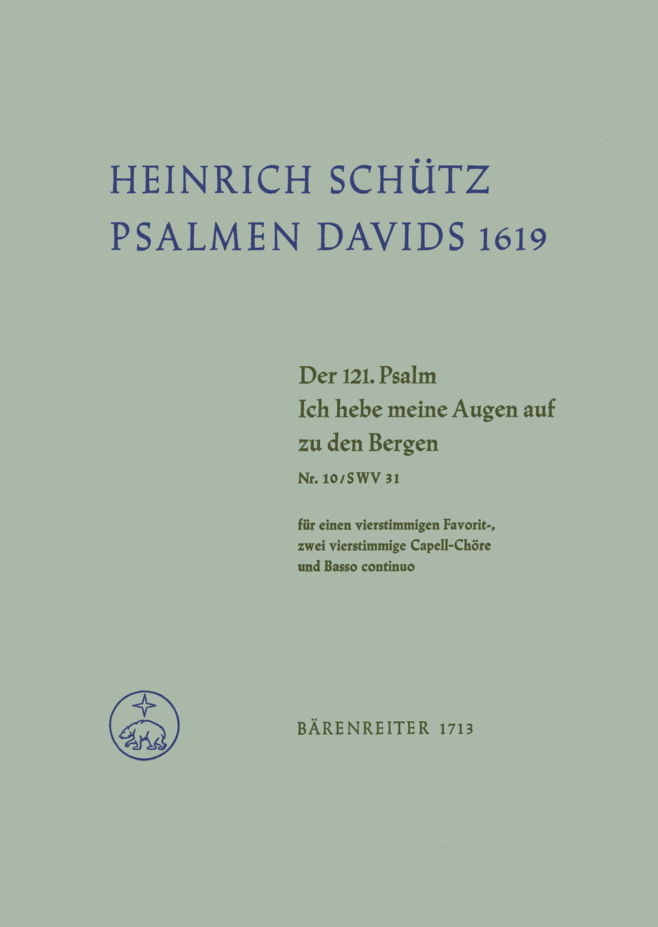 Front Cover Image "Ich hebe meine Augen auf zu den Bergen" für Favoritchor (auch Soli aus dem Chor), 2 Chöre und Basso continuo SWV 31