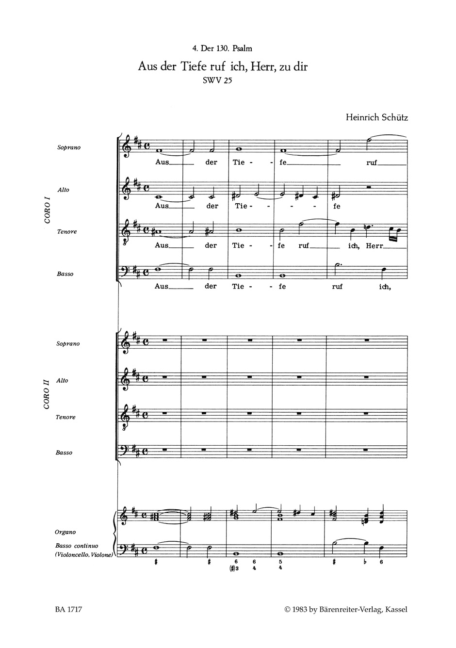 Other Cover Image "Aus der Tiefe rufe ich, Herr, zu dir" für zwei vierstimmige Chöre und Basso continuo SWV 25