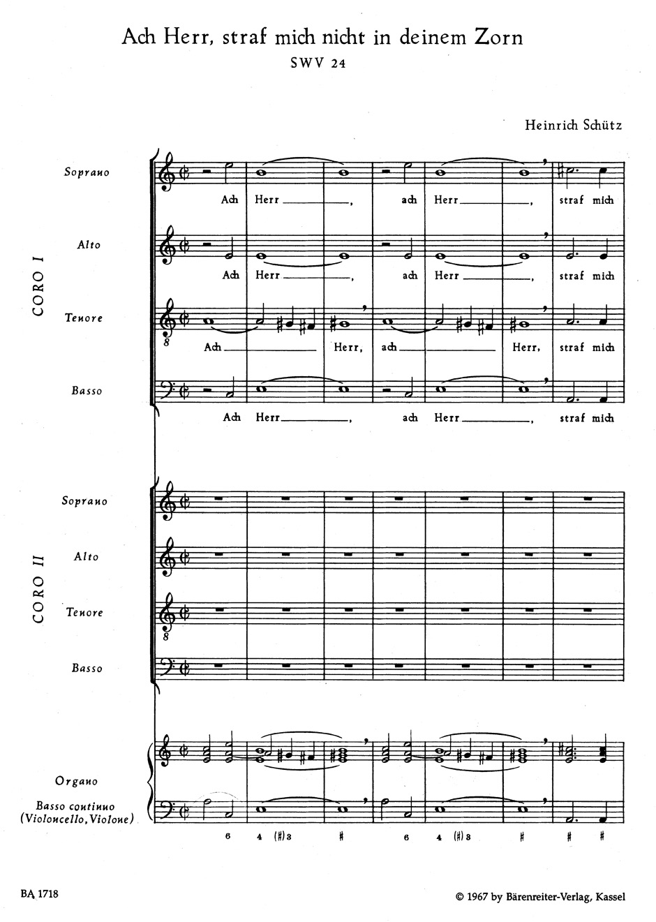 Other Cover Image "Ach Herr, straf mich nicht in deinem Zorn" für 2 Favoritchöre und Basso continuo SWV 24