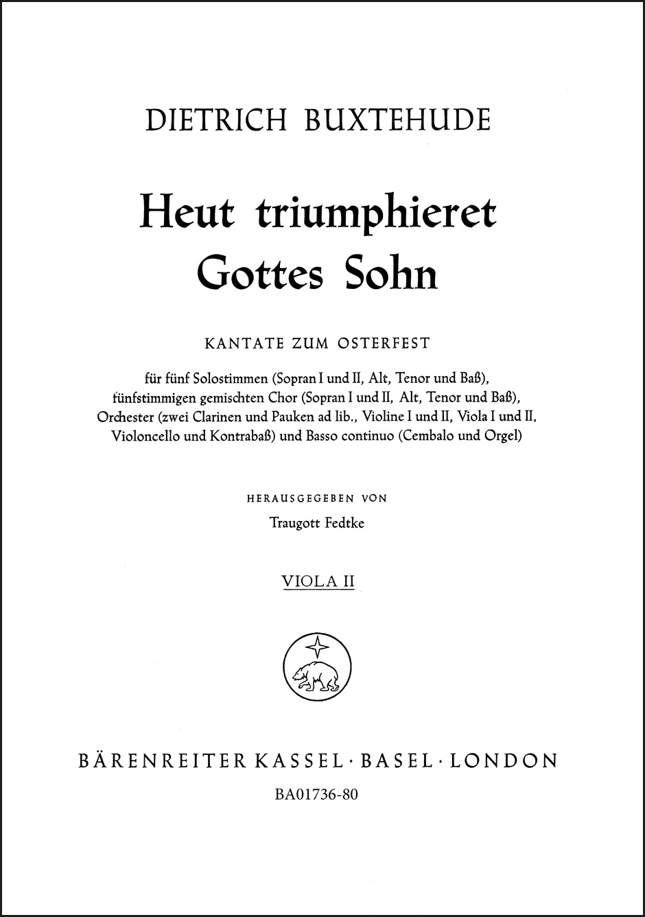 Front Cover Image Heut triumphieret Gottes Sohn BuxWV 43