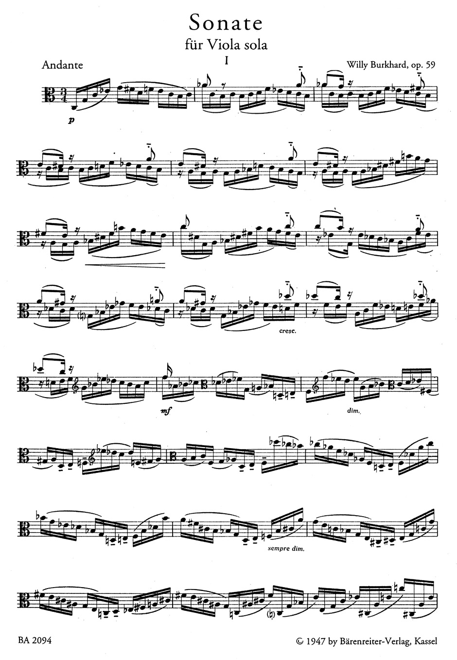 Other Cover Image Sonate für Solobratsche (1939) op. 59