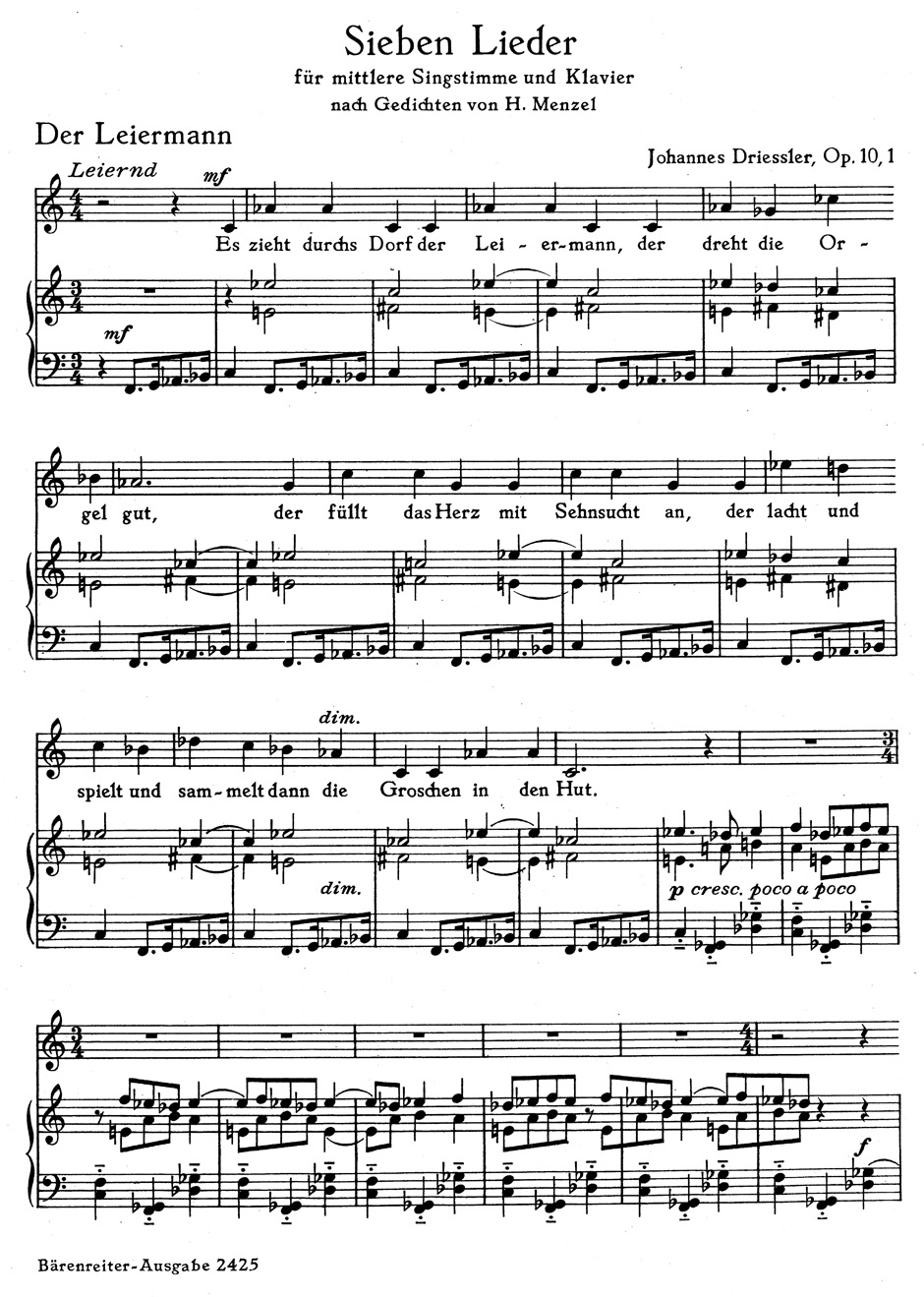 Front Cover Image Sieben Lieder op. 10/1