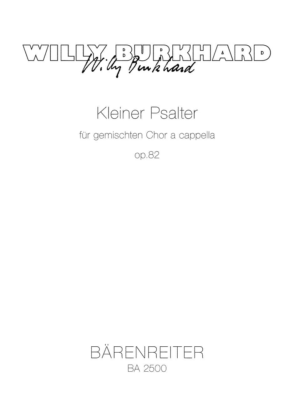 Front Cover Image Kleiner Psalter für gemischten Chor a cappella op. 82 (1950)