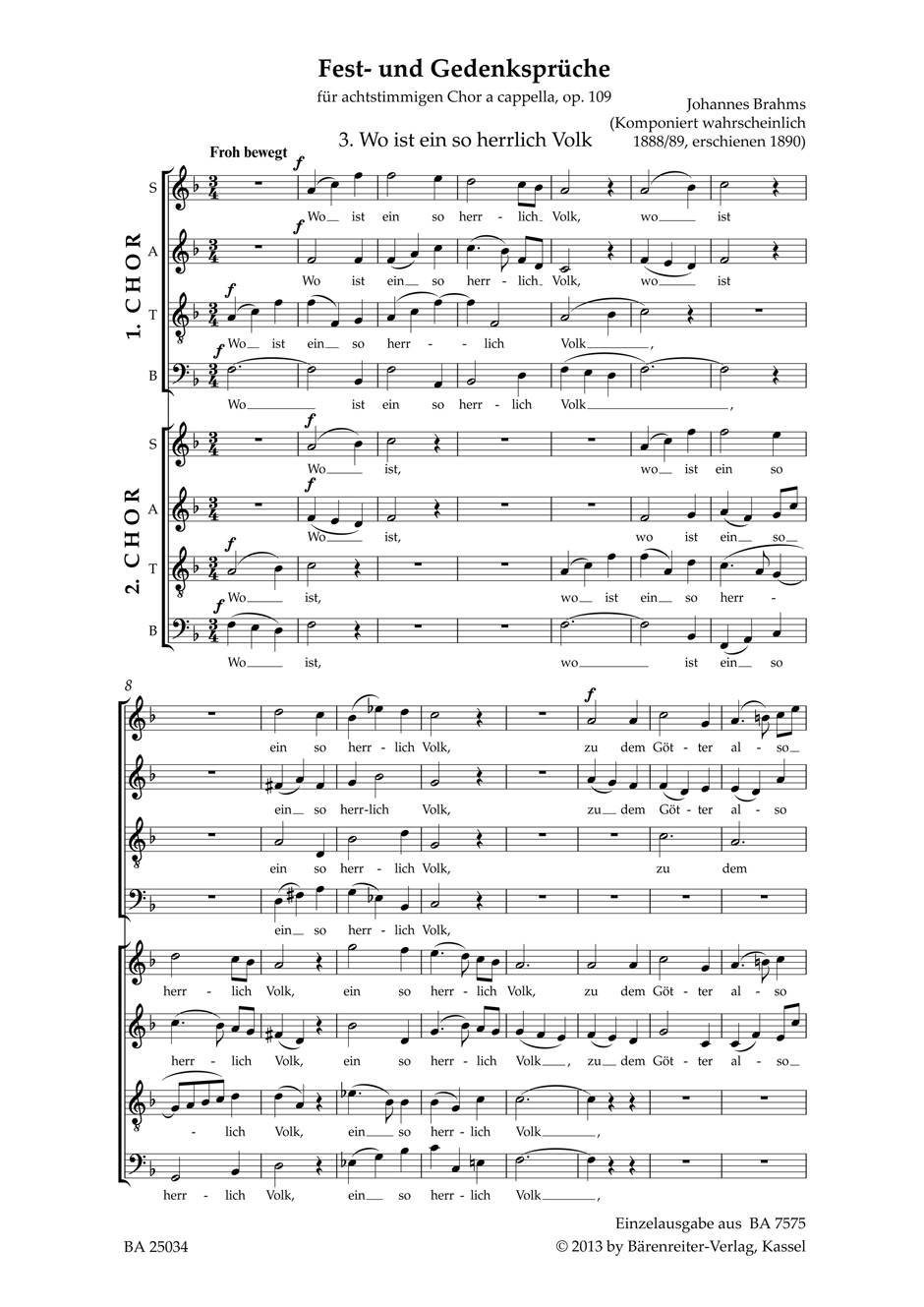 Front Cover Image Wo ist ein so herrlich Volk op. 109,3