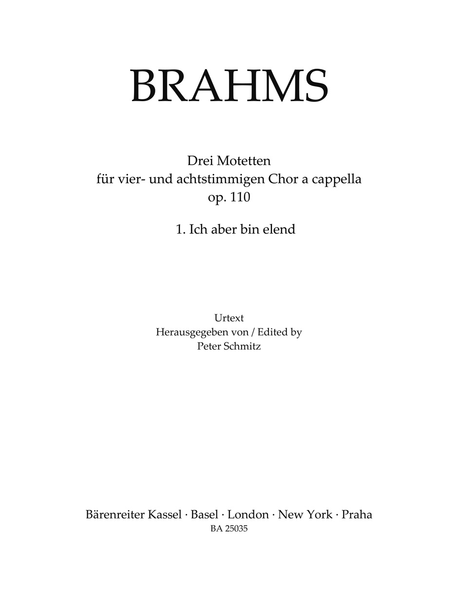 Front Cover Image Ich aber bin elend op. 110,1