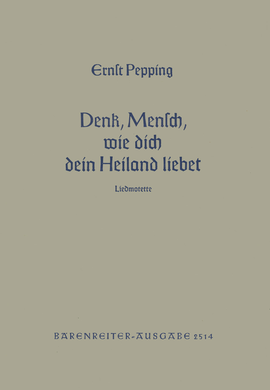 Front Cover Image Denk, o Mensch, wie dein Heiland dich liebet (1952)