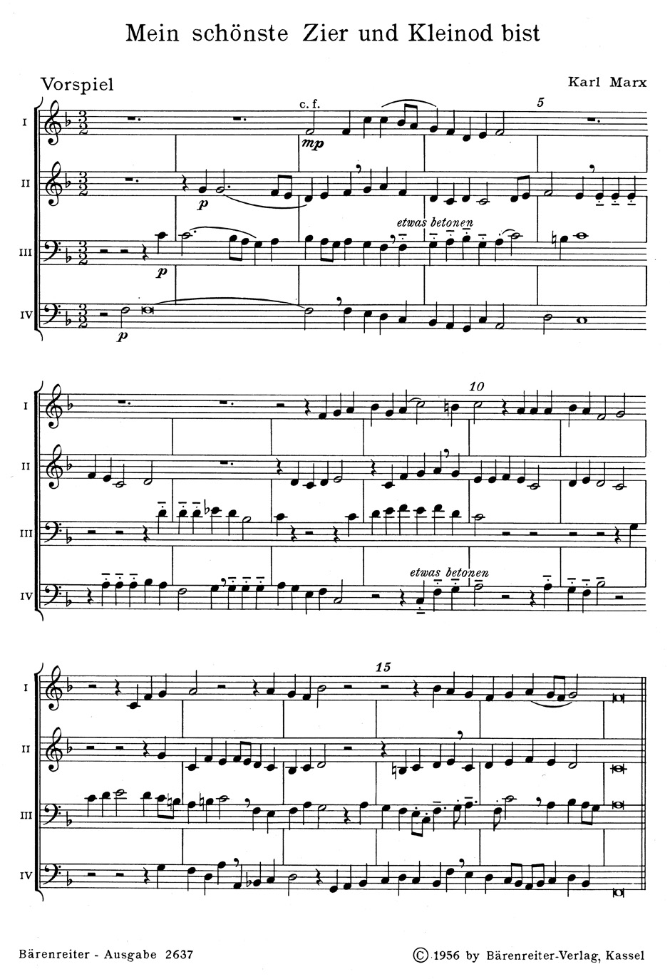 Front Cover Image Mein schönste Zier und Kleinod bist für Gemeindegesang, zwei- bis vierstimmigen, gemischten Sänger-Chor und vierstimmigen Bläser-Chor (1953)