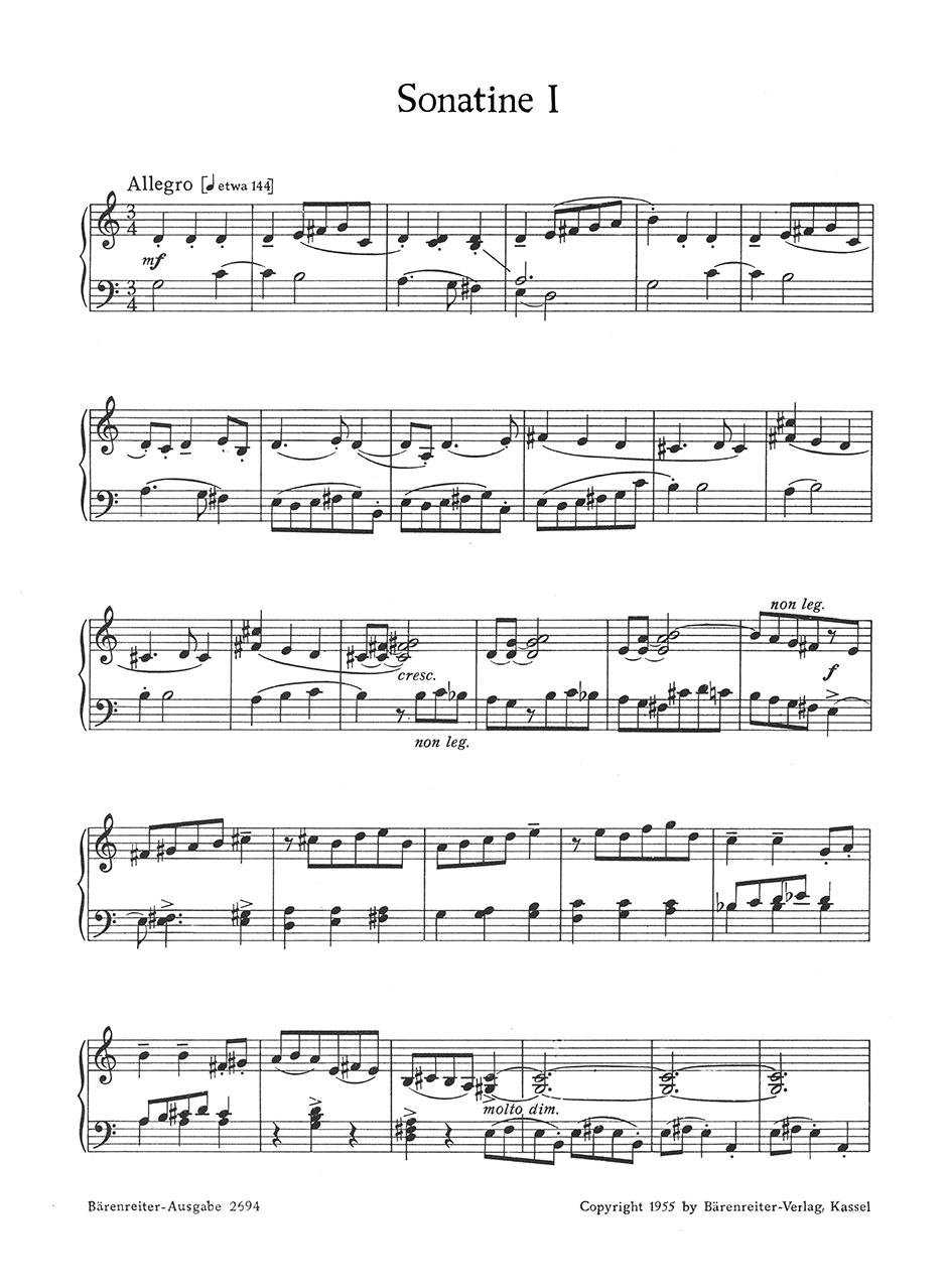 Front Cover Image Drei Sonatinen für Klavier op. 29/2 (1952)