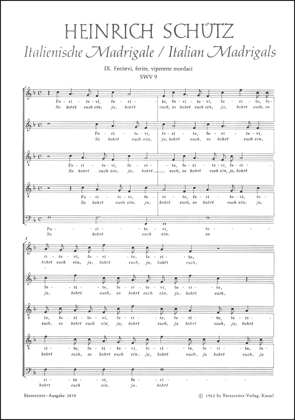 Front Cover Image Feritevi, ferite, viperette mordaci - So bohrt euch ein, o ihr Schlangen SWV 9