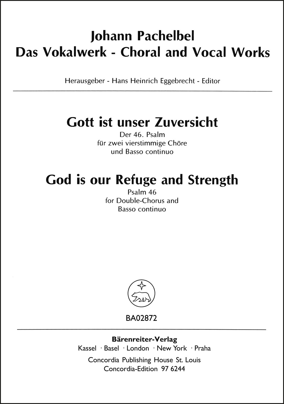 Front Cover Image Gott ist unser Zuversicht - God is our Refuge and Strength