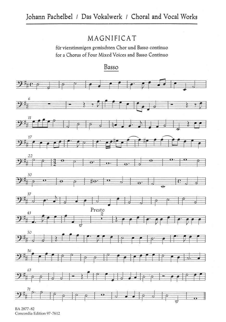 Front Cover Image Magnificat für vierstimmigen gemischten Chor und Basso continuo