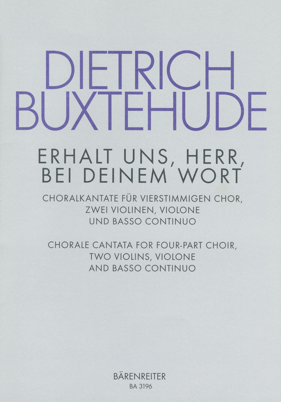 Front Cover Image Erhalt uns Herr, bei deinem Wort - Uphold us by Thy mighty BuxWV 27