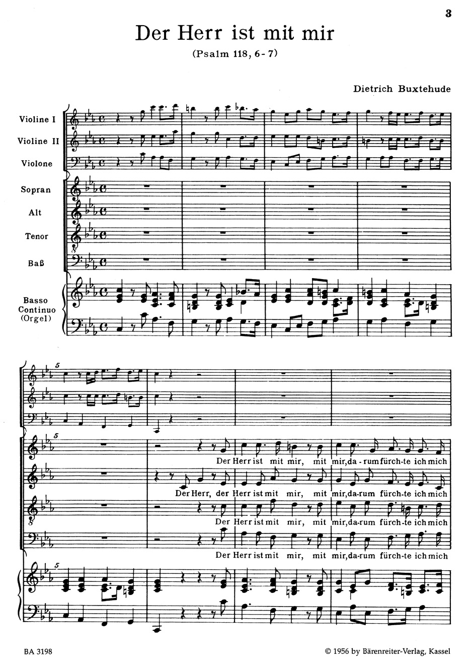 Other Cover Image Der Herr ist mit mir für vierstimmigen Chor, zwei Violinen, Violone (Violoncello) und Basso continuo BuxWV 15