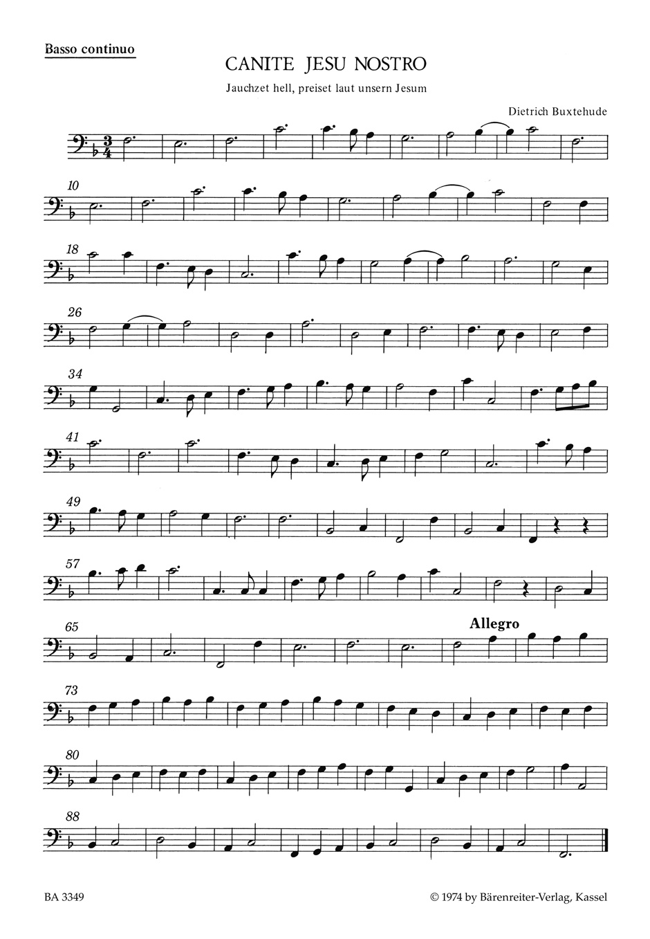 Front Cover Image Canite Jesu nostro (Jauchzet hell, preiset laut) für zwei Soprane und Baß (Chor oder Soli), zwei Violinen, Violone und Basso continuo BuxWV 11