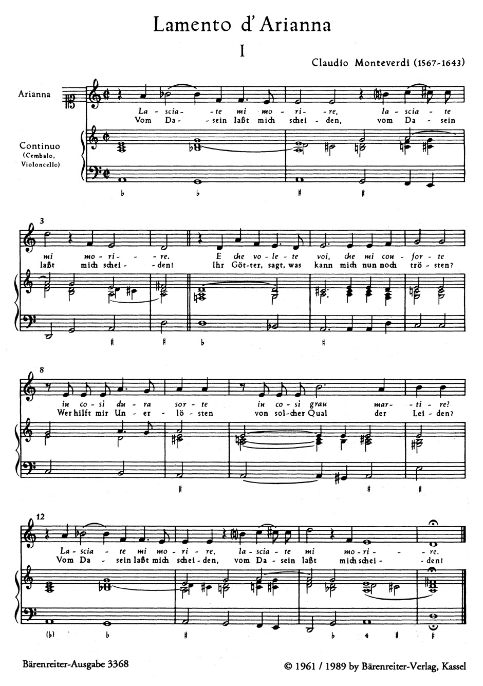 Other Cover Image Lamento d'Arianna - Klage der Ariadne