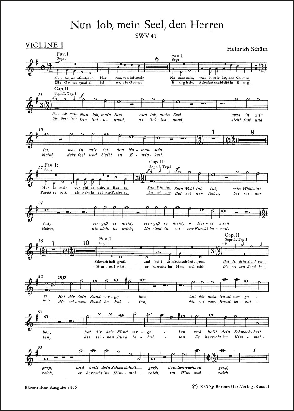 Front Cover Image "Nun lob, mein Seel, den Herren" für zwei vierstimmige Favorit-, zwei fünfstimmige Capell-Chöre und Basso continuo SWV 41