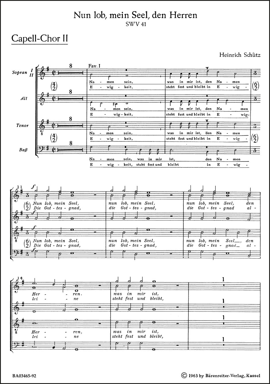 Front Cover Image "Nun lob, mein Seel, den Herren" für zwei vierstimmige Favorit-, zwei fünfstimmige Capell-Chöre und Basso continuo SWV 41