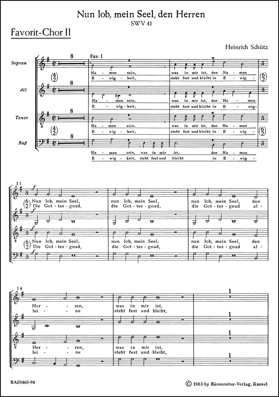 Front Cover Image "Nun lob, mein Seel, den Herren" für zwei vierstimmige Favorit-, zwei fünfstimmige Capell-Chöre und Basso continuo SWV 41