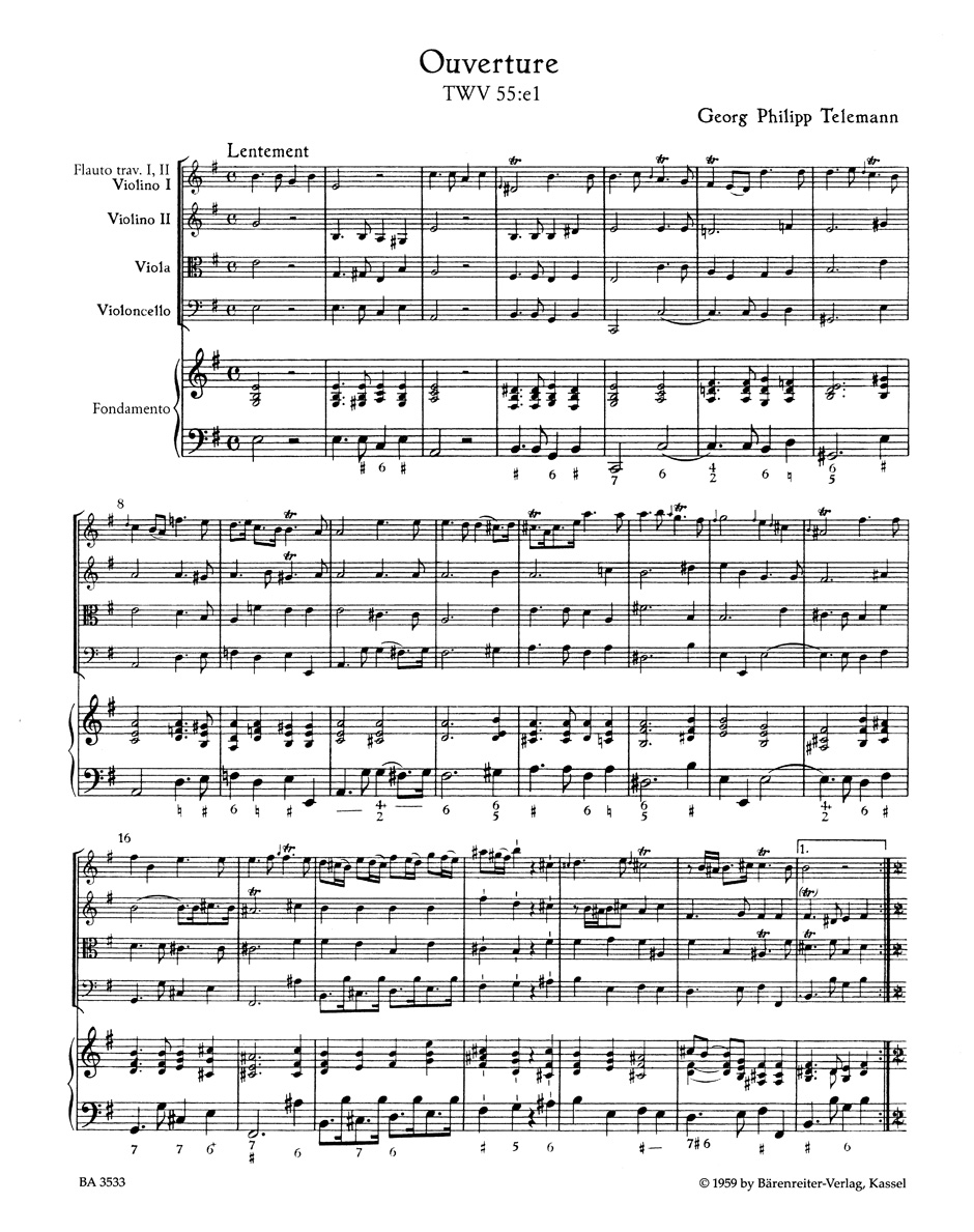 Other Cover Image Ouverture und Conclusion für zwei Querflöten, Streicher und Basso continuo e-Moll TWV 55:e1, 50:5