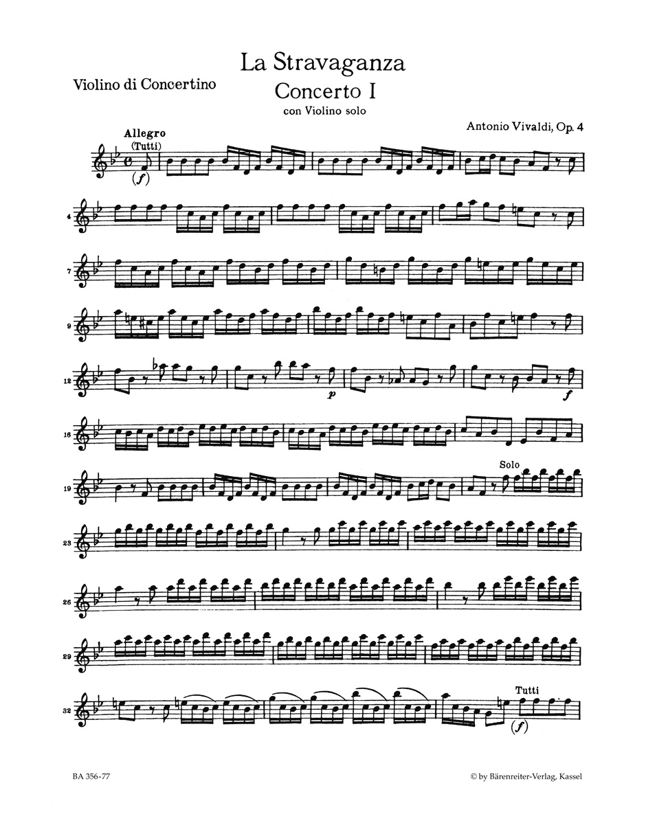 Other Cover Image La Stravaganza Nr. 1 B-Dur op. 4/1 Fa I, 180