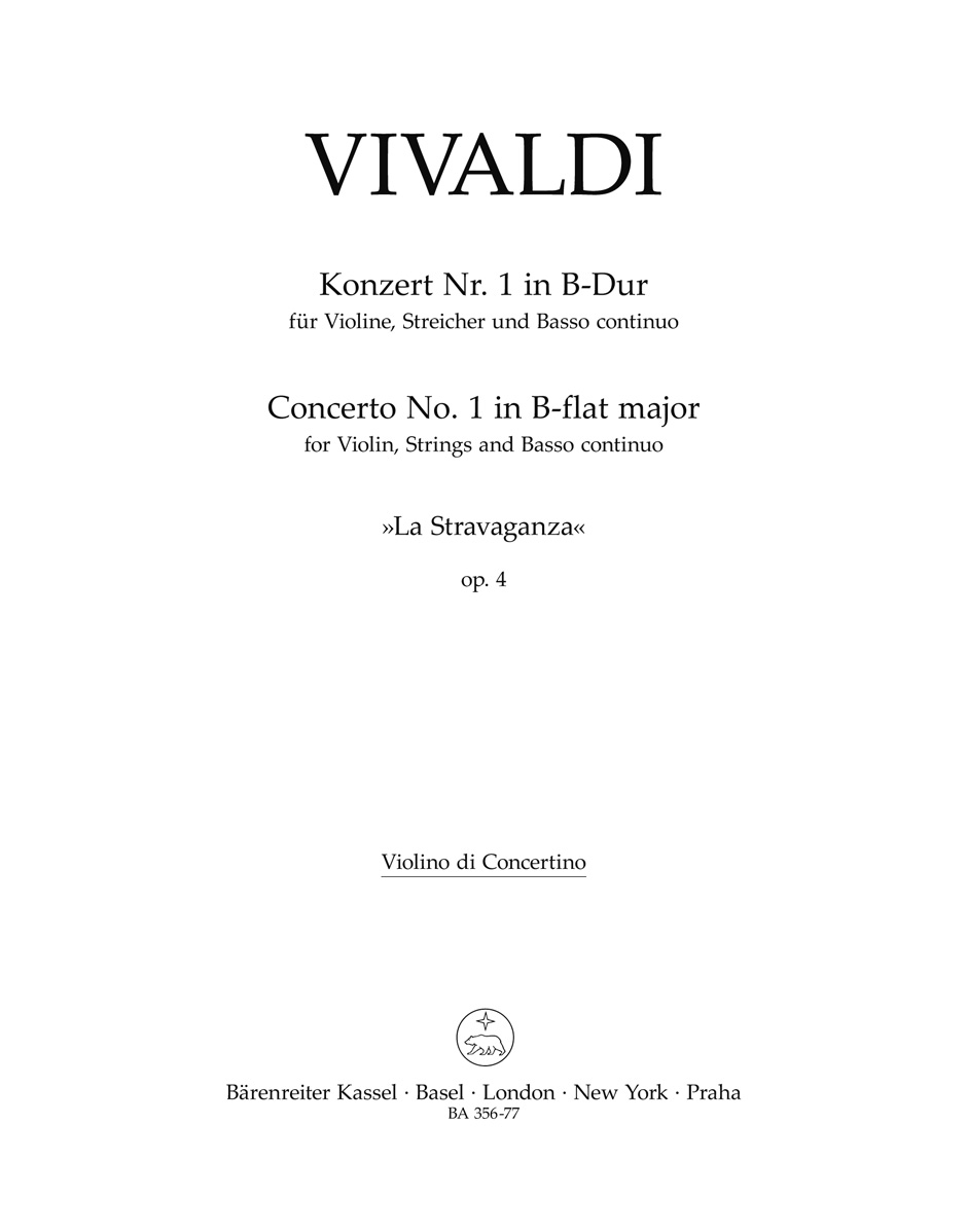 Front Cover Image La Stravaganza Nr. 1 B-Dur op. 4/1 Fa I, 180