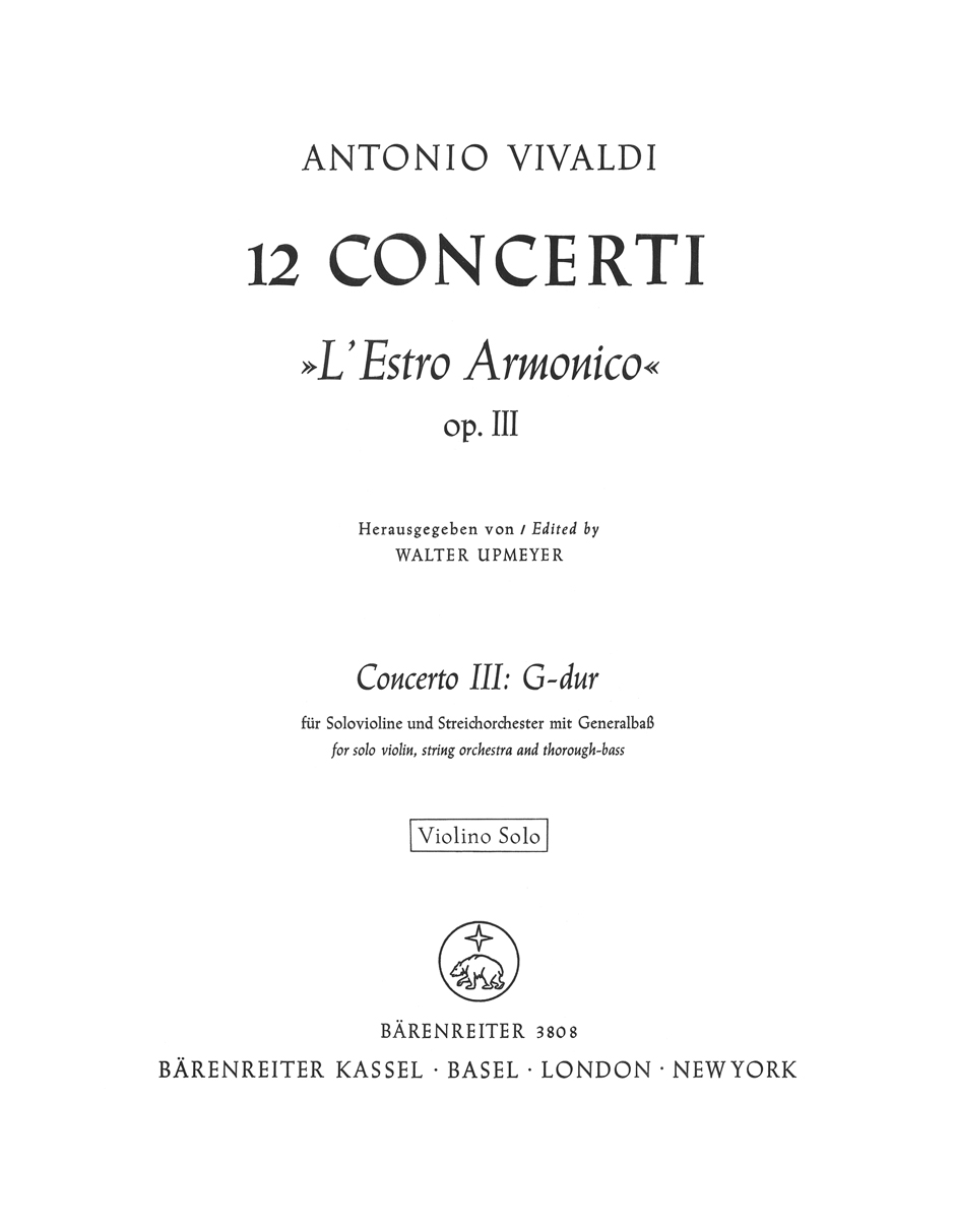 Front Cover Image Concerto III G-Dur RV 310