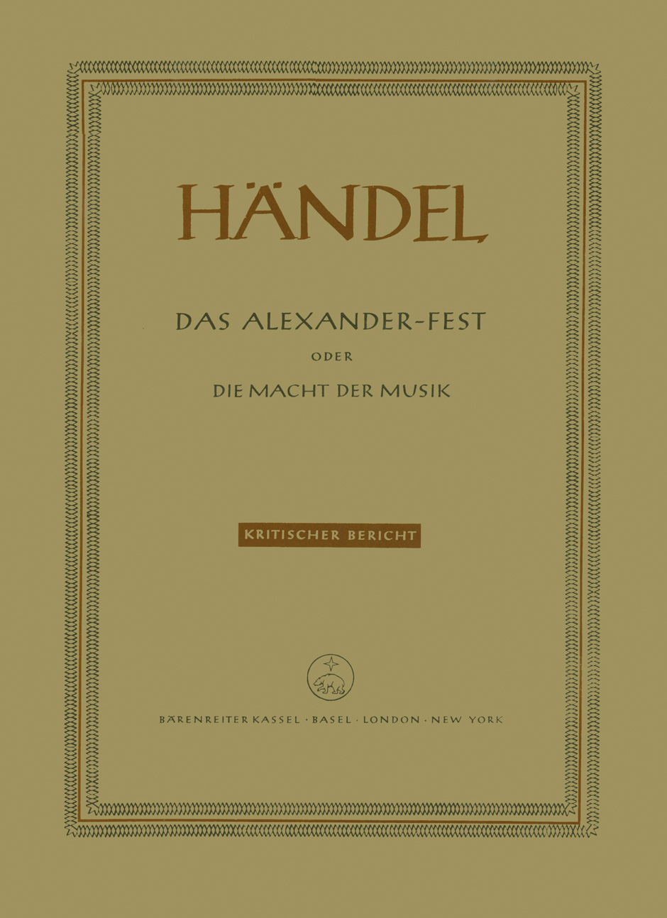 Front Cover Image Alexander's Feast or The Power of Musick (Das Alexander-Fest oder Die Macht der Musik) HWV 75