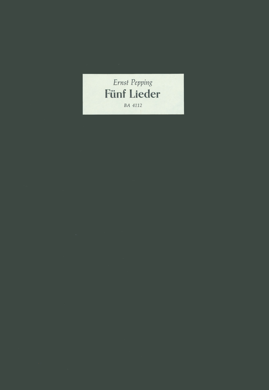 Front Cover Image Fünf Lieder nach Gedichten von Paul Gerhardt