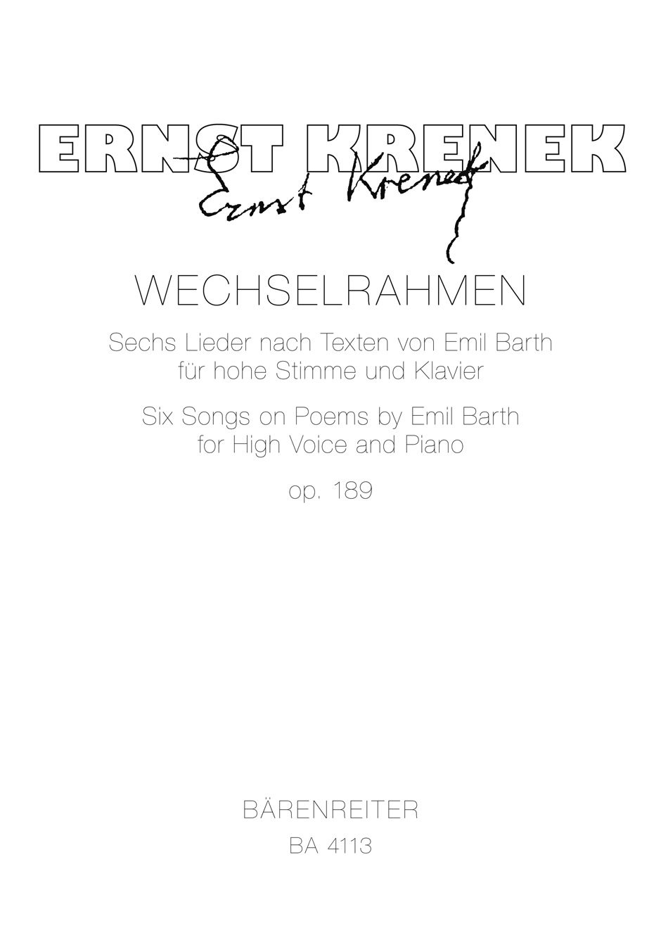Front Cover Image Wechselrahmen op. 189 (1964/1965)