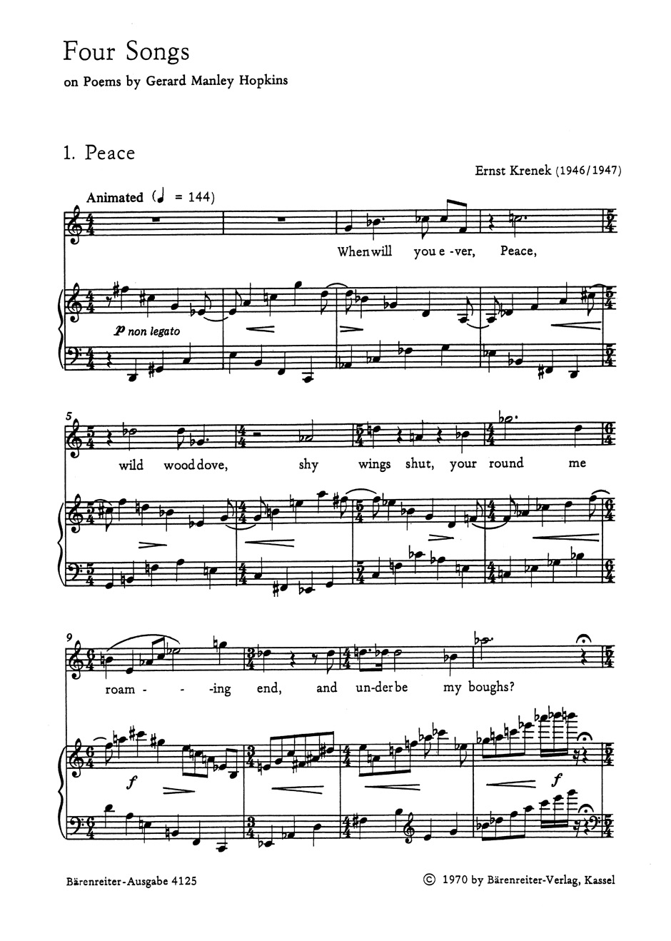 Other Cover Image Four Songs nach Gedichten von Gerard Manley Hopkins op. 112 (1946/1947)
